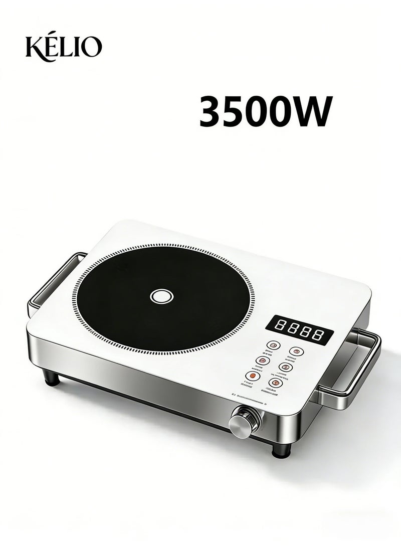 كيليو KELIO 3500W موقد السيراميك الكهربائي ، موقد سطح المقابل متعدد الوظائف مع التحكم باللمس والمقبض ، متوافق مع جميع أدوات الطبخ ، للقلي ، والغلي ، والخبز ، والخلط - القلي - Image 1